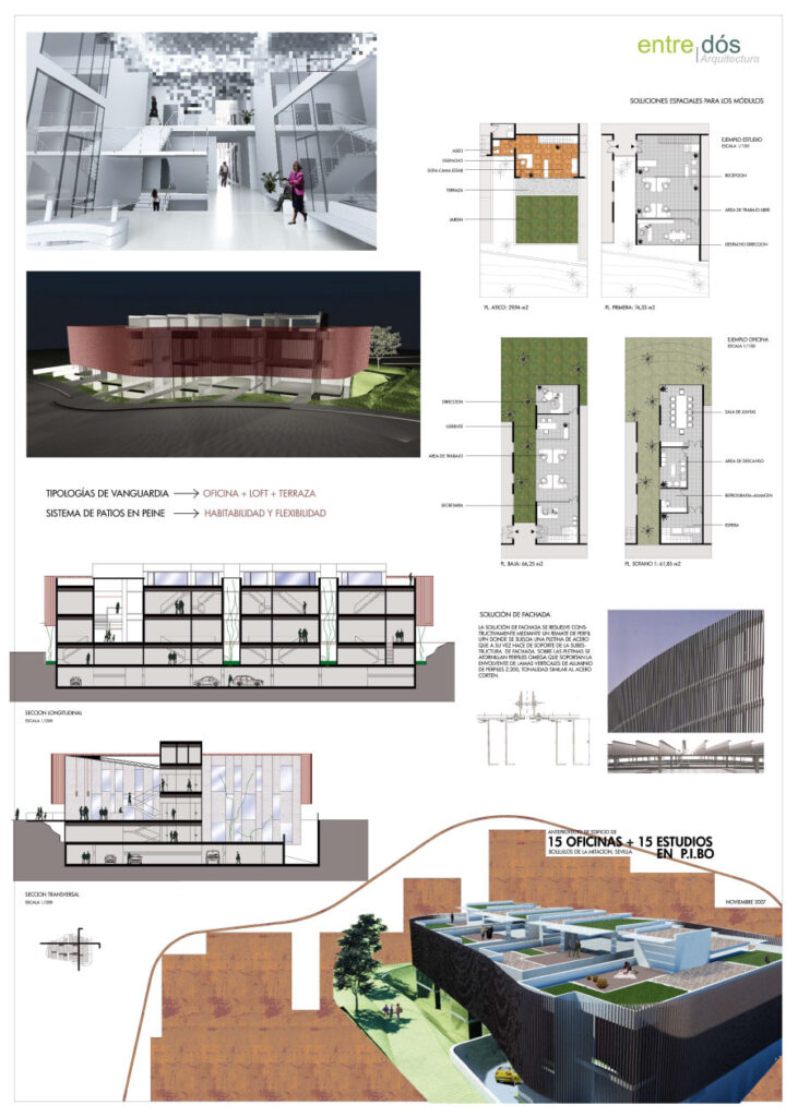 Concurso de edificio de locales comerciales y oficinas en “PIBO”, Bollullos de la Mitación, Sevilla (1er Premio) (2007)