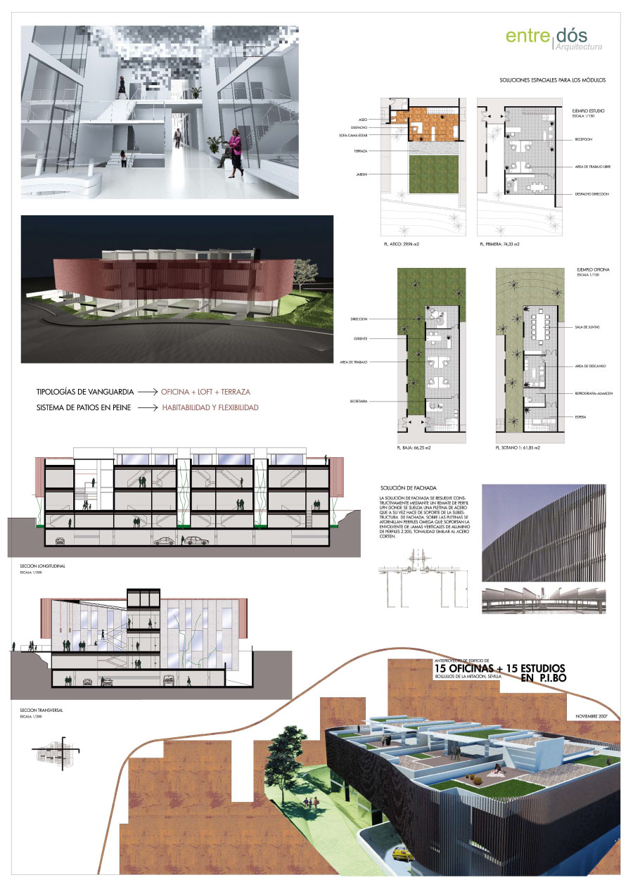 Concurso de edificio de locales comerciales y oficinas en “PIBO”, Bollullos de la Mitación, Sevilla (1er Premio) (2007)