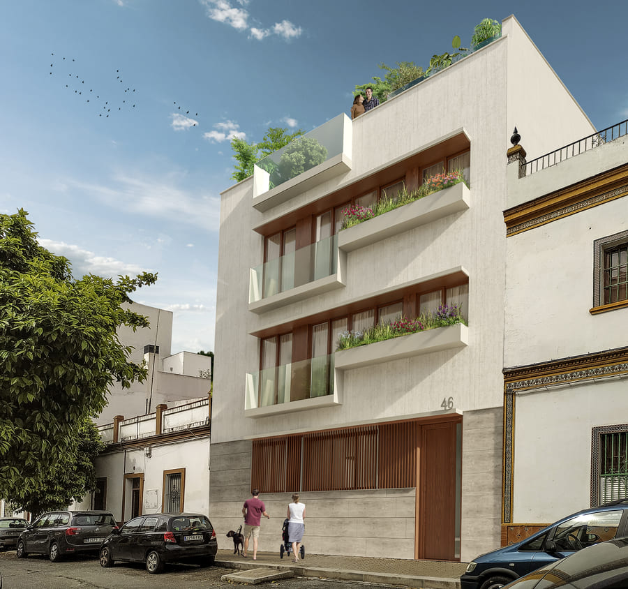 Edificio Plurifamiliar de 3 viviendas entre Medianeras, Calle Goya 46, Sevilla (2019)