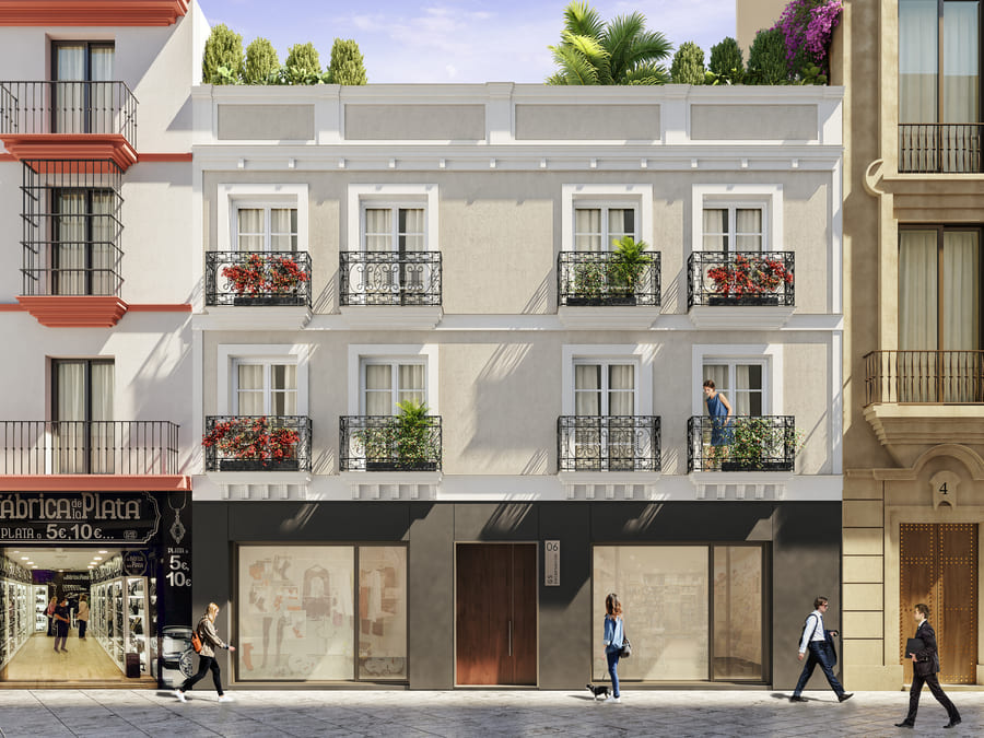 Edificio Plurifamiliar de 6 viviendas entre Medianeras y 2 locales comerciales, Calle Puente y Peón, 6, Sevilla (2021)