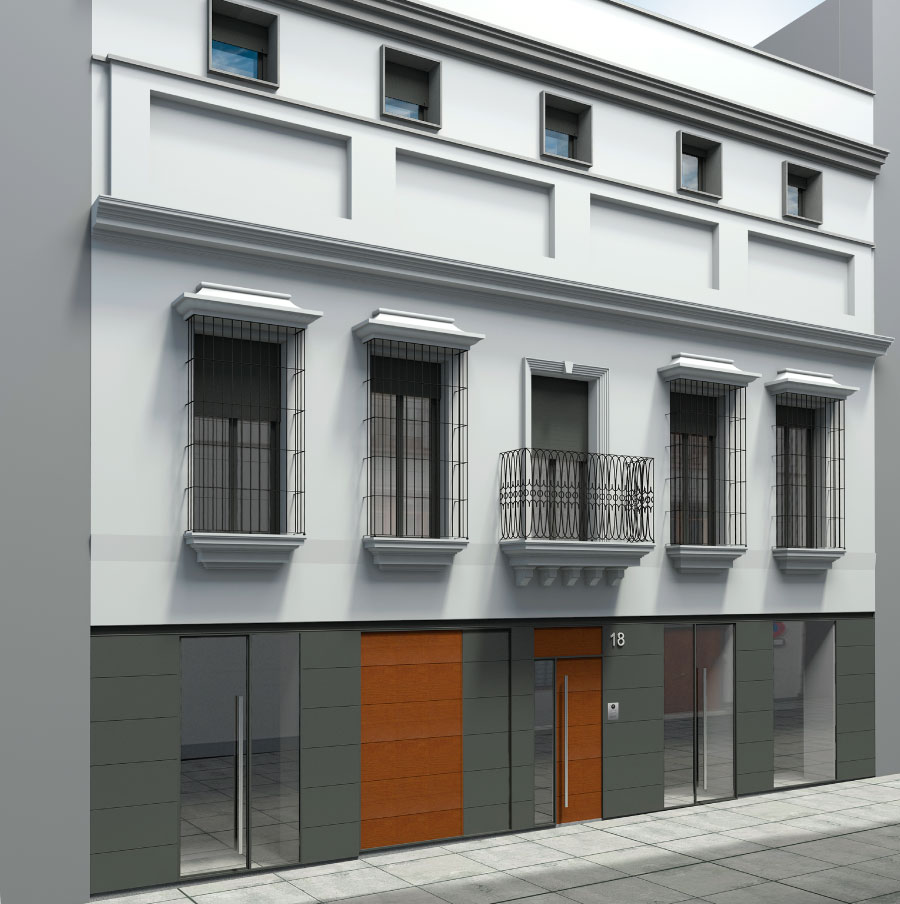 Rehabilitación de edificio para 2 viviendas y local en planta baja, en la calle José Gestoso, Sevilla (2018)